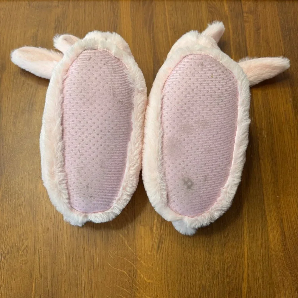 SEED HERITAGE Bunny Rabbit Plush Slippers Girls 7-8Y Soft Pink Faux Fur Slipper